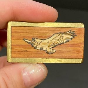 Eagle money clip with wood inlay
